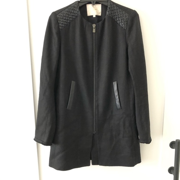 Maje Black Long Lambskin Jacket 36 S - Picture 2 of 13